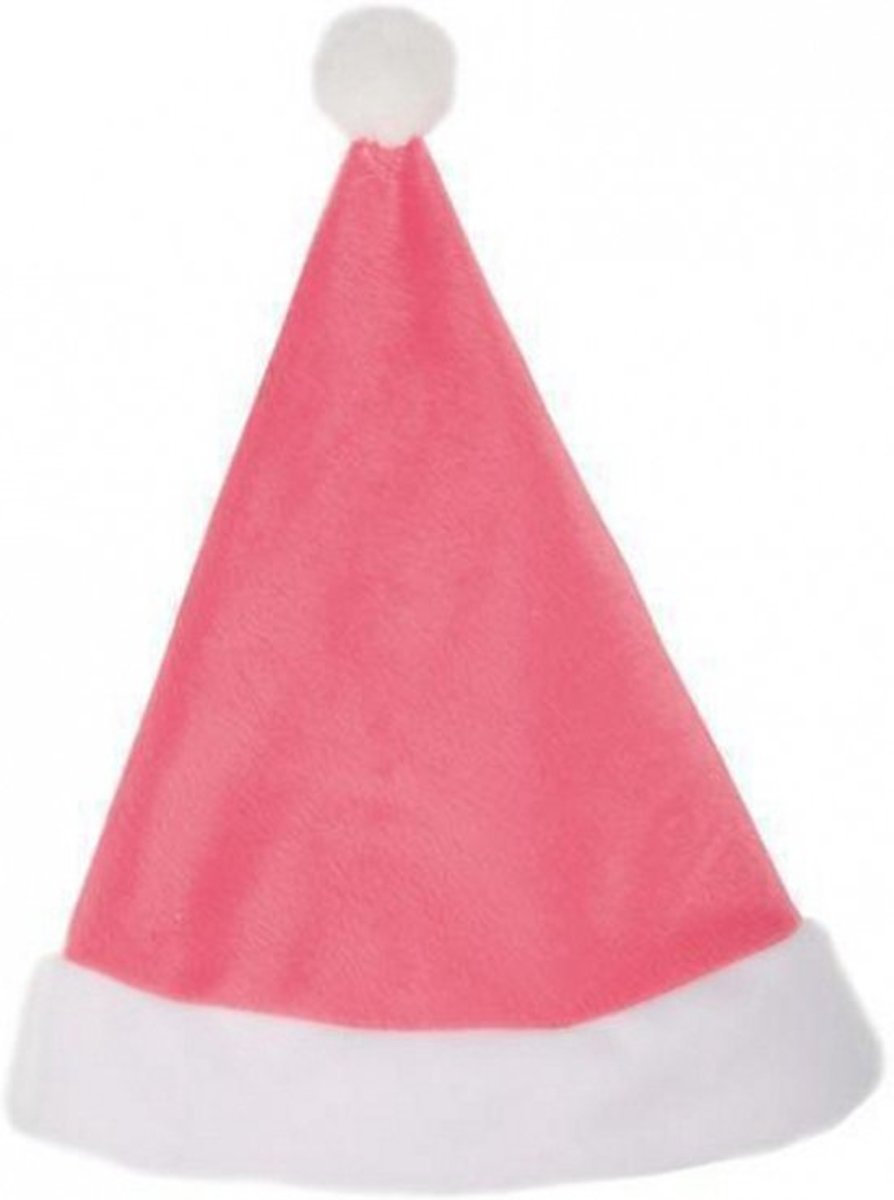 12 x Pluche Kerstmuts Roze | Kerstmis | Voordelig|Kerstmuts| Kerstfeest| Kerstman